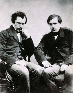 एडमंड डी गोनकोर्ट (1822-1896) और जूल्स हुओट डी गोनकोर्ट (1830-1870), फ्रांसीसी लेखक, फेलिक्स नादर द्वारा फोटो (1820-1910) द्वारा नादर