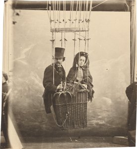 एक बैलून गोंडोला में वाइफ अर्नेस्टाइन के साथ सेल्फ-पोर्ट्रेट, c. 1865, मुद्रित सी। 1890. द्वारा नादर