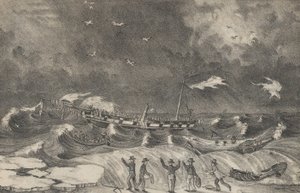 हेम्पस्टेड बीच, 2 जनवरी, 1837, 1848-56 पर मेक्सिको का भयानक मलबा। द्वारा नथानिएल करियर