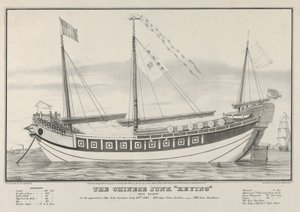 द चाइनीज जंक कीइंग-कैप्टन केलेट-ऐज़ शी 13 जुलाई, 1..., 1847 को न्यूयॉर्क हार्बर में दिखाई दी।