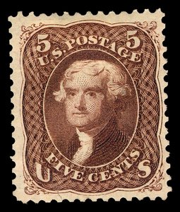 5c थॉमस जेफरसन ने एकल, 1875 को फिर से जारी किया।