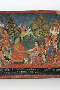 बौद्ध पांडुलिपि कवर (लकड़ी पर अपारदर्शी डब्ल्यूसी) से विस्तार