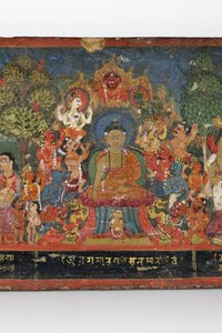 बौद्ध पांडुलिपि कवर (लकड़ी पर अपारदर्शी डब्ल्यूसी) से विस्तार