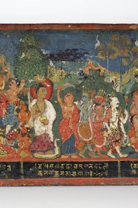 बौद्ध पांडुलिपि कवर (लकड़ी पर अपारदर्शी डब्ल्यूसी) से विस्तार