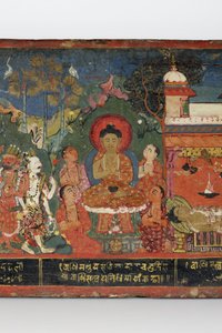 बौद्ध पांडुलिपि कवर (लकड़ी पर अपारदर्शी डब्ल्यूसी) से विस्तार