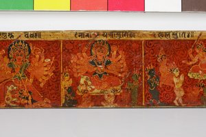 देवमहात्म्य पांडुलिपि कवर (लकड़ी पर अपारदर्शी wc)