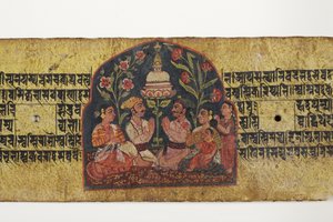 स्तूप की पूजा, 1659 (कागज पर अपारदर्शी wc और स्याही) द्वारा नेपाली स्कूल