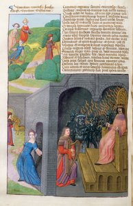 सुश्री 324 f.101 वी। ऑर्फियस एंड यूरीडिस, सेर्बेरस और प्लूटो, मेटामोर्फोसोज 10 से ओविड, 1479 द्वारा नीदरलैंड के स्कूल
