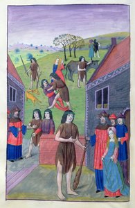 सुश्री 324 f.91 v। हरक्यूलिस अचेलस से लड़ती है और बैल को सींग, 1479 द्वारा लेती है द्वारा नीदरलैंड के स्कूल