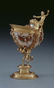 नॉटिलस कप, c.1560 (सोना मढ़वाया चांदी, नॉटिलस और मोती की चित्रित माँ)
