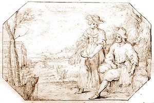 द फोर सीजन्स: समर - रीपिंग, c.1675 (कागज पर कलम और सीपिया स्याही) द्वारा नीदरलैंड के स्कूल