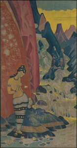 जलप्रपात का गीत, सजावटी पैनल, "ड्रीम्स ऑफ विजडम" श्रृंखला, 1920 द्वारा निकोलस रोएरिच