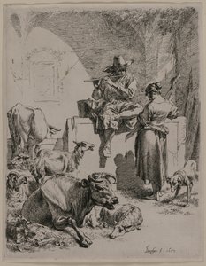 पाइपिंग शेफर्ड, 1652। द्वारा निकोलास पीटरसन। Berchem