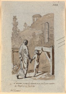 कामदेव ने एक कवि के लिए लाफोंटेन के मंदिर में प्रवेश का द्वार खोल दिया द्वारा निकोलाई अब्राहम एबिल्डगार्ड