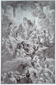 डेनिस डाइडरोट (1713-1784) के विश्वकोश का फ्रंटिसपीस और कोचीन द्वारा जीन ले रोंड डी'एलेम्बर्ट (कारण का रूपक?)