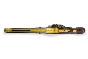 सिल्वर-माउंटेड राइफल फ्लिंटलॉक पिस्तौल की एक जोड़ी, वर्साय, 1825