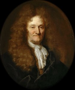 जीन डे ला फॉनटेन का पोर्ट्रेट 1621-1695 द्वारा निकोलस डी लार्गिलियरे