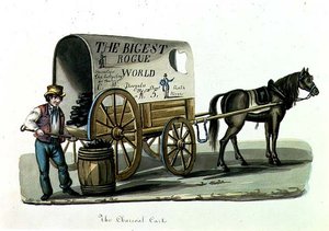 चारकोल कार्ट, c.1840-44 (कागज पर पानी के रंग का) द्वारा निकोलिनो कैल्यो