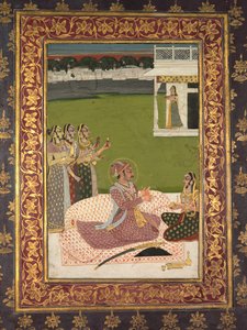 महाराजा सावंत सिंह का पोर्ट्रेट, बानी थानी, मध्य 1700 के दशक का चित्रण। द्वारा निहाल चंद
