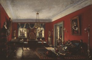 मॉस्को में नैशचोकिन हाउस में ड्राइंग रूम, 1840 के दशक की शुरुआत में द्वारा निकोलाई इवानोविच पोडक्लुचनिकोव