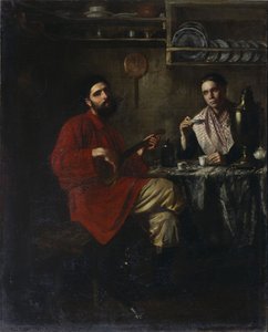 किसान जीवन का घरेलू दृश्य, 1855 द्वारा निकोलाई वासिलिवेच नेवरेव