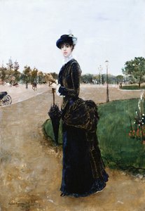 1880 में Bois de Boulogne में एक एलिगेंट लेडी द्वारा नॉर्बर्ट गोएनुट्टे