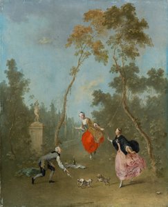 लेडी ऑन ए स्विंग - गैलेंट सीन इन द पार्क 1, c.1760 (चूना पर तेल) द्वारा नॉर्बर्ट जोसेफ कार्ल ग्रंड