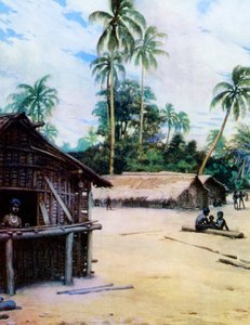 सोलोमन द्वीप में एक गांव, 1908 द्वारा नॉर्मन हार्डी