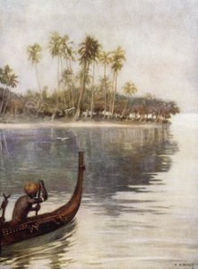 अर्ली मॉर्निंग, गावुतु, सोलोमन आइलैंड्स (कलर लिथो) द्वारा नॉर्मन हार्डी