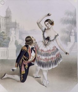 फैनी सेरिटो (1817-1909) और 'ला मानोला' में महामहिम थियेटर के एस. लियोन, सी. ग्राफ (कलर लिथो) द्वारा उकेरा गया द्वारा नुमा (बाद में) ब्लैंको