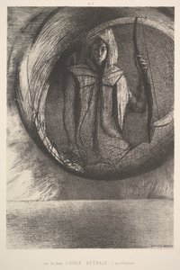 और वहां पर, एस्ट्रल आइडल, एपोथोसिस, 1891। द्वारा ओडिलोन रेडन