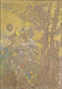 एक पीले रंग की पृष्ठभूमि पर पेड़, 1901 द्वारा Odilon Redon