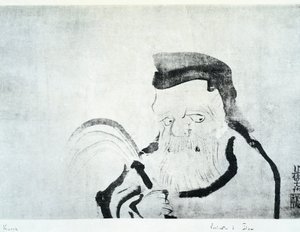 ओगाटा कोरिन (1658-1716), रेशम पर स्याही, जापानी सभ्यता, ईदो काल द्वारा चित्रित वृद्ध व्यक्ति का चित्र द्वारा ओगाटा कोरिन