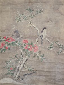 बर्फ में पक्षी और कैमेलिया, c.1700 (कागज पर स्याही और रंग) द्वारा ओगावा हरित्सु
