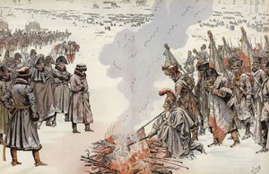 नेपोलियन रूसी अभियान, मानकों को जलाने, 23 नवंबर 1812। द्वारा Onfray de Breville नौकरी