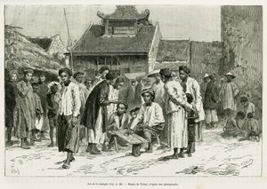 सपेक का खेल। टोफनी द्वारा उत्कीर्णन, 1884 में ट्रेंटे मोइस औ टोनकिन की कहानी को चित्रित करने के लिए, डॉ पॉल होक्क्वार्ड द्वारा, ले टूर डू मोंडे 1890 में, एडौर्ड चार्टन (1807-1890), हैचेट, पेरिस के निर्देशन में। द्वारा ओसवाल्डो टोफानी