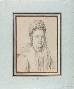 कोस्टानज़ा स्फ़ोर्ज़ा डि सांता फ्लोरा (1550-1617) का पोर्ट्रेट, डचेस ऑफ़ सोरा और जियाकोमो बोनकोम्पैग्नी की पत्नी ओटावियो लियोनी द्वारा ड्राइंग (1578-1630) जीन, म्यूसी डि स्ट्राडा नुओवा, आमंत्रण 2431