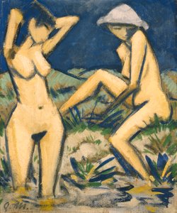 स्नानकर्ता, c.1920 (कैनवास पर तेल) द्वारा ओटो मुलर