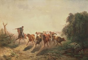 1860 में सेना के लिए मवेशी के साथ यूनियन ड्रोवर द्वारा ओटो सोमर
