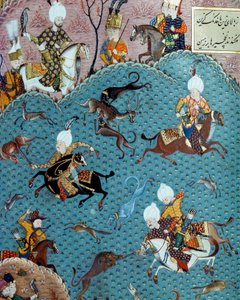 सुल्तान मुराद द्वितीय (मूरत) (1404-1451) की उपस्थिति में शिकार का दृश्य 17वीं शताब्दी का लघुचित्र इस्तांबुल, टोपकापी सराय संग्रहालय पुस्तकालय द्वारा ओटोमन स्कूल