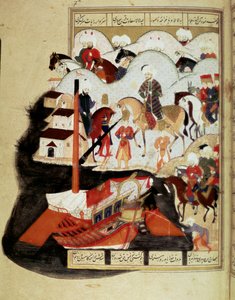 तुर्क साम्राज्य: "" सुल्तान मुराद III (1574-1595) कॉन्स्टेंटिनोपल के बंदरगाह का दौरा"" पांडुलिपि लघु एमएस। FY 1404 "" सेहिंसाहनाम"" (या शाहिनशाह-नामे या शाहिनशाह-नामे, शाहिनशाह नामा, शाहिनशाह नाम) "" राजाओं द्वारा ओटोमन स्कूल