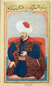 तुर्क साम्राज्य: पहले सुल्तान उस्मान I (1258-1326) का चित्र पांडुलिपि से लघु "" मानव शरीर विज्ञान (ओटोमन की व्यक्तिगत व्यवस्था के बारे में) सैय्यद लोकमैन हुसैन द्वारा। (सुश्री ty6087 फोलियो 21बी)