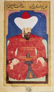 ओटोमन साम्राज्य के सुल्तान का पोर्ट्रेट ओरहान (ओरखान या उर्चन) I (1281-1360) पांडुलिपि से लघु "" मानव शरीर विज्ञान (ओटोमन की व्यक्तिगत व्यवस्था के बारे में) सैय्यद लोकमैन हुसैन द्वारा। (सुश्री ty6087 फोलियो 25बी) द्वारा ओटोमन स्कूल