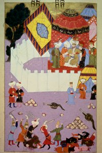 सर्बियाई नाइट मिलोस ओबिलिक (कोबिलिक या कोबिलोविक) द्वारा सुल्तान मुराद प्रथम (1326-1389) की हत्या (1389 में मृत्यु हो गई) कोसोवो की लड़ाई में लोकमैन के "हुनरनाम" से सर्ब लघु पर ओटोमन्स की जीत के बाद, वॉल्यूम। 1 (एच 1523, एफ.7) 1584 To