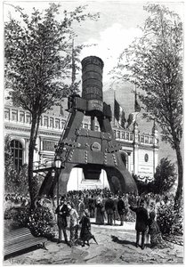 1878 में पेरिस में सार्वभौमिक प्रदर्शनी: 1878 में चैंप्स-डी-मार्स में ले क्रुसोट पावर हथौड़ा द्वारा पी। फरात