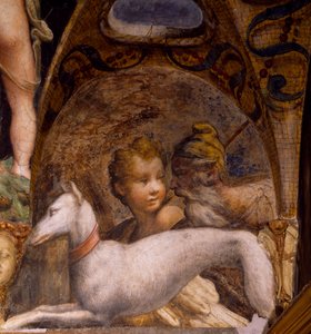 डायना और एक्टन के मिथक से कुत्ता और शिकारी, द्वारा Parmigianino