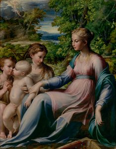 वर्जिन और बाल सेंट जॉन द बैपटिस्ट और मैरी मैग्डलीन के साथ द्वारा Parmigianino
