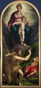 मैडोना और बाल सेंट जॉन और सेंट जेरोम के साथ द्वारा Parmigianino