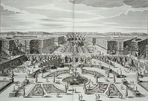 कार्ल रेम्सहार्ड (1678-1735) द्वारा उकेरा गया, प्रिंसली प्लेजर पैलेस एंड गार्डन, बर्लिन का ग्रेट कैस्केड, c.1711-16 (उत्कीर्णन) प्रकाशित हुआ