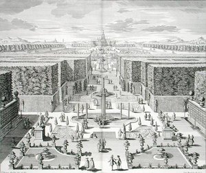 कार्ल रेम्सहार्ड (1678-1735) द्वारा उकेरी गई 'फर्स्ट्लिचर बॉमिस्टर' से वाटरगार्डन, c.1711-16 (उत्कीर्णन) प्रकाशित